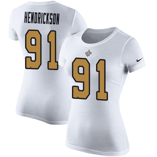NFL Women's Nike New Orleans Saints #91 Trey Hendrickson White Rush Pride Name & Number T-Shirt