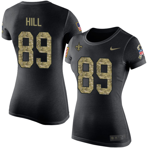 NFL Women's Nike New Orleans Saints #89 Josh Hill Black Camo Salute to Service T-Shirt