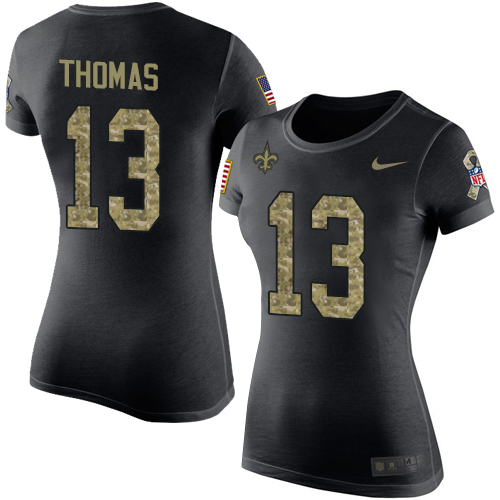 NFL Women's Nike New Orleans Saints #13 Michael Thomas Black Camo Salute to Service T-Shirt