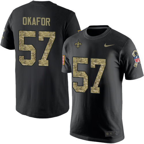 NFL Nike New Orleans Saints #57 Alex Okafor Black Camo Salute to Service T-Shirt