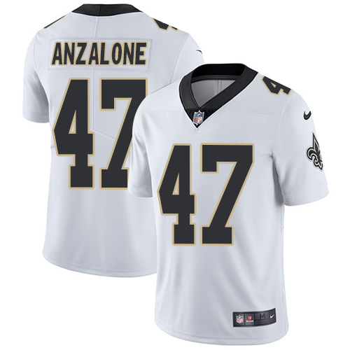Men's Nike New Orleans Saints #47 Alex Anzalone White Vapor Untouchable Limited Player NFL Jersey