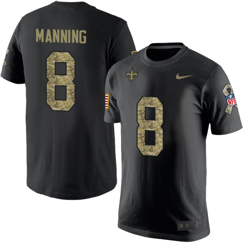 NFL Nike New Orleans Saints #8 Archie Manning Black Camo Salute to Service T-Shirt