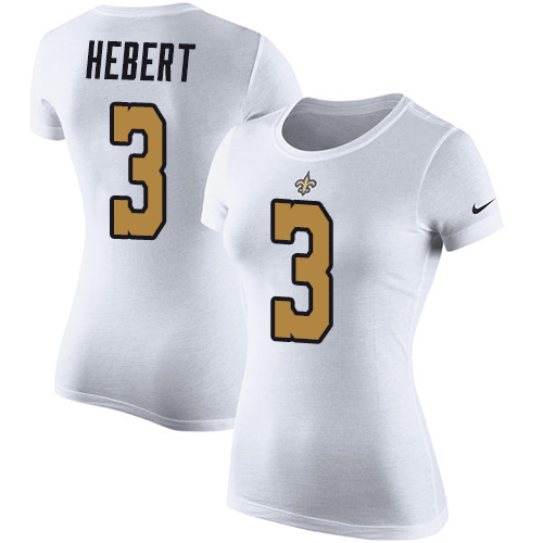 NFL Women's Nike New Orleans Saints #3 Bobby Hebert White Rush Pride Name & Number T-Shirt