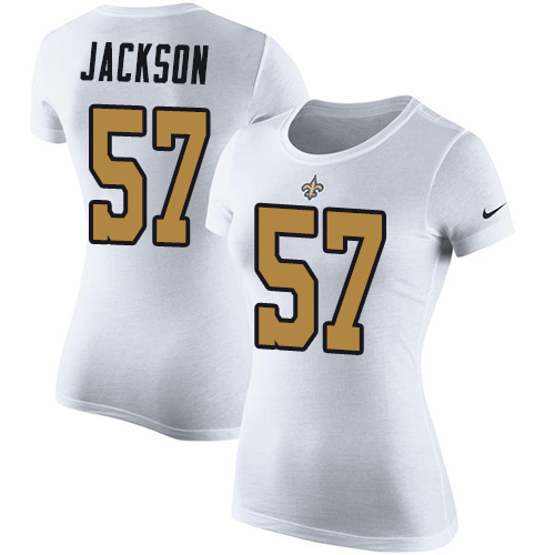 NFL Women's Nike New Orleans Saints #57 Rickey Jackson White Rush Pride Name & Number T-Shirt