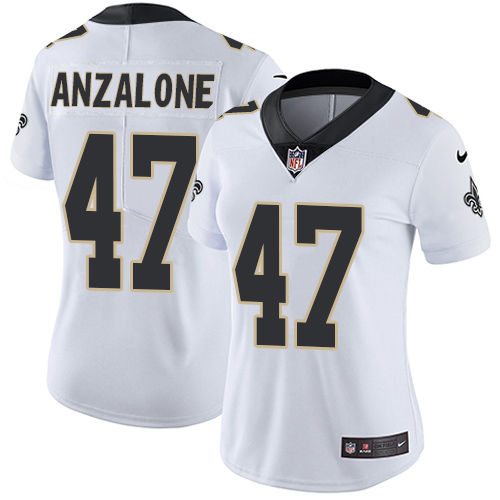 Women's Nike New Orleans Saints #47 Alex Anzalone White Vapor Untouchable Elite Player NFL Jersey
