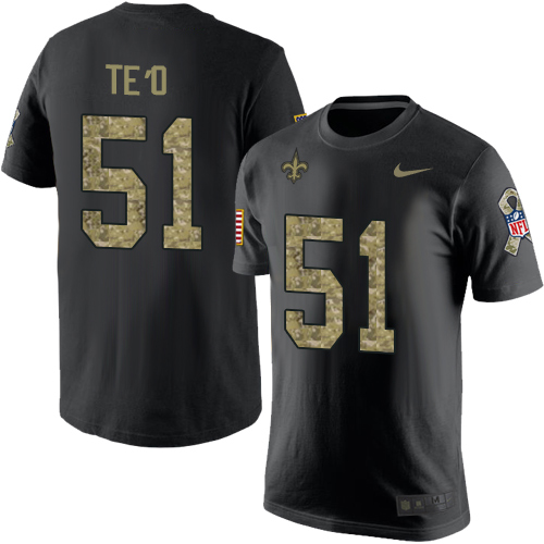 NFL Nike New Orleans Saints #51 Manti Te'o Black Camo Salute to Service T-Shirt