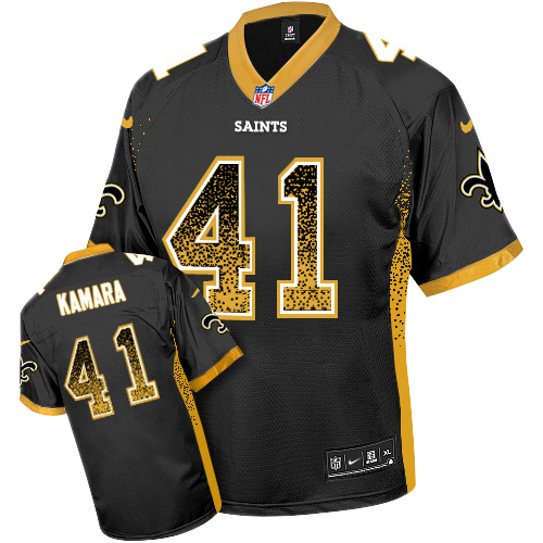 Men's Nike New Orleans Saints #41 Alvin Kamara Elite Black Drift Fashion NFL Jersey