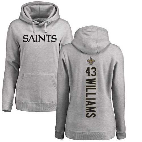 NFL Women's Nike New Orleans Saints #43 Marcus Williams Ash Backer Pullover Hoodie