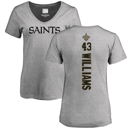 NFL Women's Nike New Orleans Saints #43 Marcus Williams Ash Backer V-Neck T-Shirt