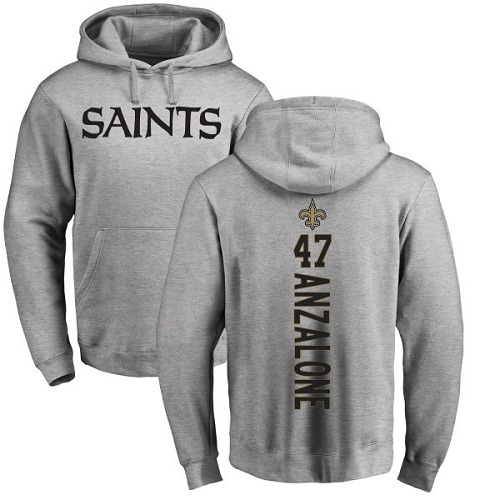 NFL Nike New Orleans Saints #47 Alex Anzalone Ash Backer Pullover Hoodie