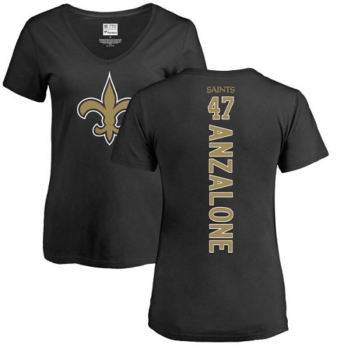 NFL Women's Nike New Orleans Saints #47 Alex Anzalone Black Backer Slim Fit T-Shirt