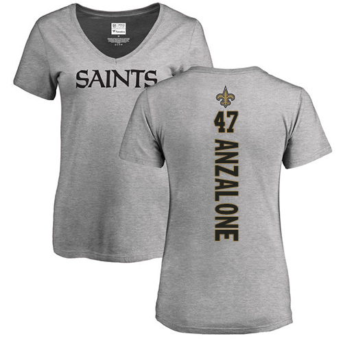 NFL Women's Nike New Orleans Saints #47 Alex Anzalone Ash Backer V-Neck T-Shirt