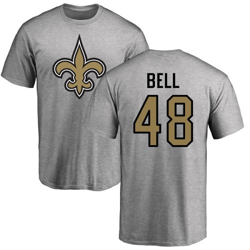 NFL Nike New Orleans Saints #48 Vonn Bell Ash Name & Number Logo T-Shirt