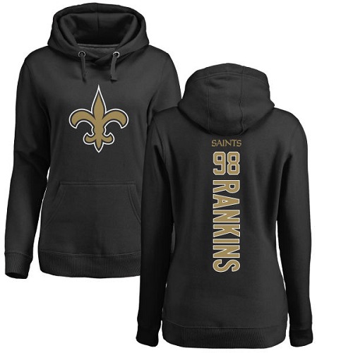 NFL Women's Nike New Orleans Saints #98 Sheldon Rankins Black Backer Pullover Hoodie