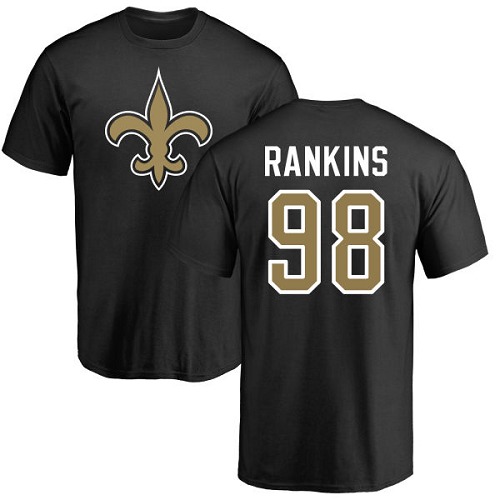 NFL Nike New Orleans Saints #98 Sheldon Rankins Black Name & Number Logo T-Shirt