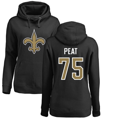 NFL Women's Nike New Orleans Saints #75 Andrus Peat Black Name & Number Logo Pullover Hoodie