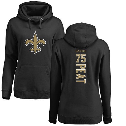 NFL Women's Nike New Orleans Saints #75 Andrus Peat Black Backer Pullover Hoodie