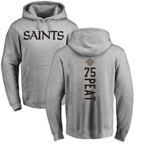 NFL Nike New Orleans Saints #75 Andrus Peat Ash Backer Pullover Hoodie