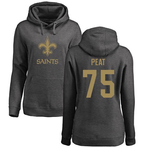 NFL Women's Nike New Orleans Saints #75 Andrus Peat Ash One Color Pullover Hoodie