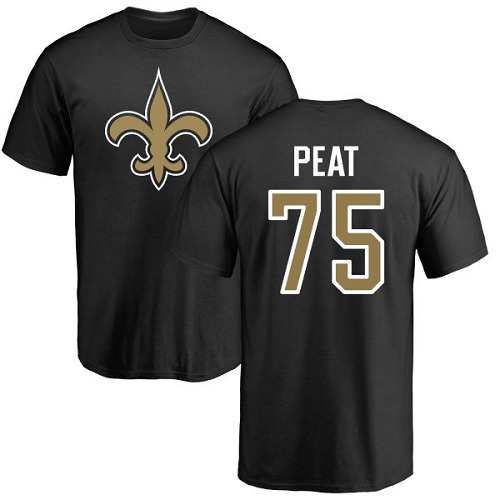 NFL Nike New Orleans Saints #75 Andrus Peat Black Name & Number Logo T-Shirt