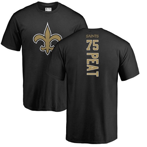 NFL Nike New Orleans Saints #75 Andrus Peat Black Backer T-Shirt