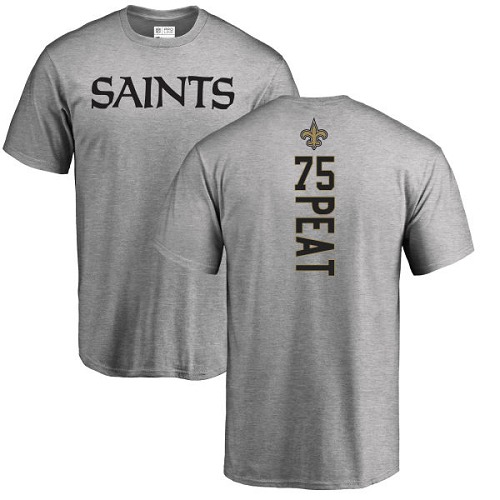 NFL Nike New Orleans Saints #75 Andrus Peat Ash Backer T-Shirt