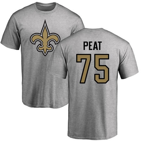 NFL Nike New Orleans Saints #75 Andrus Peat Ash Name & Number Logo T-Shirt