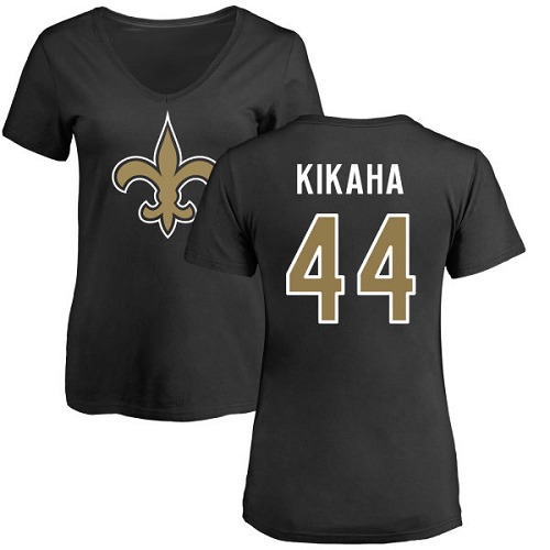 NFL Women's Nike New Orleans Saints #44 Hau'oli Kikaha Black Name & Number Logo Slim Fit T-Shirt