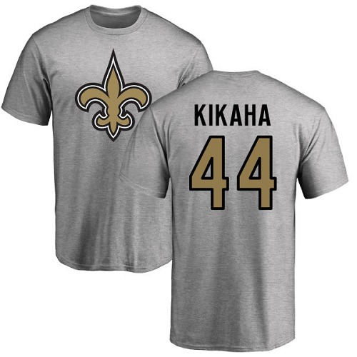 NFL Nike New Orleans Saints #44 Hau'oli Kikaha Ash Name & Number Logo T-Shirt