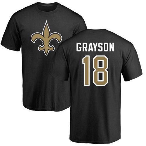 NFL Nike New Orleans Saints #18 Garrett Grayson Black Name & Number Logo T-Shirt