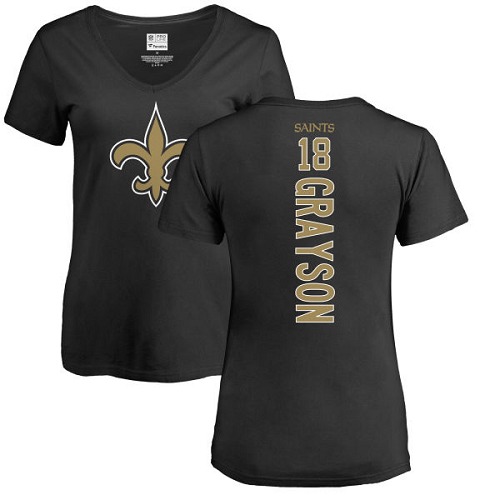 NFL Women's Nike New Orleans Saints #18 Garrett Grayson Black Backer Slim Fit T-Shirt
