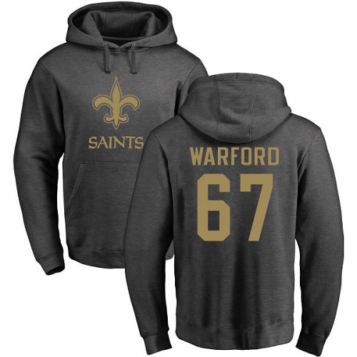 NFL Nike New Orleans Saints #67 Larry Warford Ash One Color Pullover Hoodie