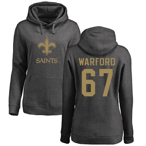 NFL Women's Nike New Orleans Saints #67 Larry Warford Ash One Color Pullover Hoodie