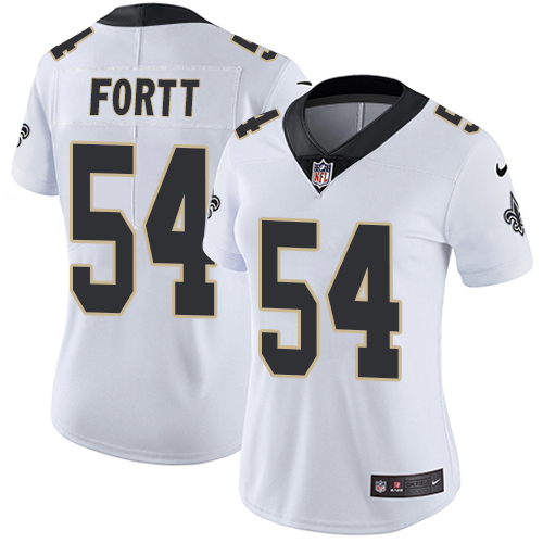 Women's Nike New Orleans Saints #54 Khairi Fortt White Vapor Untouchable Limited Player NFL Jersey