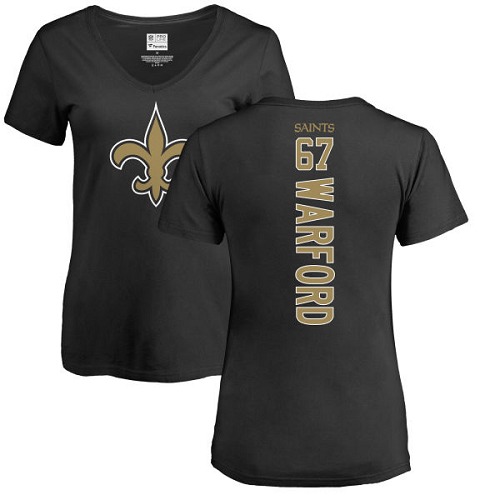 NFL Women's Nike New Orleans Saints #67 Larry Warford Black Backer Slim Fit T-Shirt