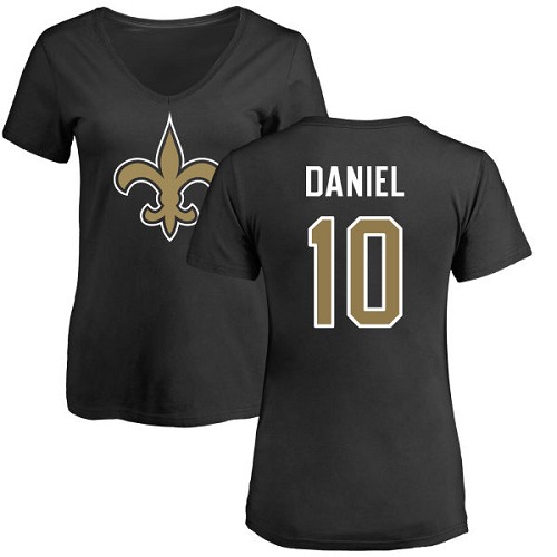 NFL Women's Nike New Orleans Saints #10 Chase Daniel Black Name & Number Logo Slim Fit T-Shirt
