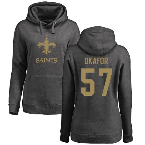 NFL Women's Nike New Orleans Saints #57 Alex Okafor Ash One Color Pullover Hoodie
