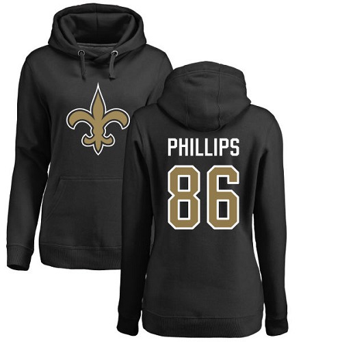NFL Women's Nike New Orleans Saints #86 John Phillips Black Name & Number Logo Pullover Hoodie