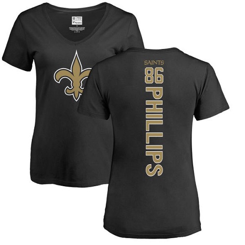 NFL Women's Nike New Orleans Saints #86 John Phillips Black Backer Slim Fit T-Shirt