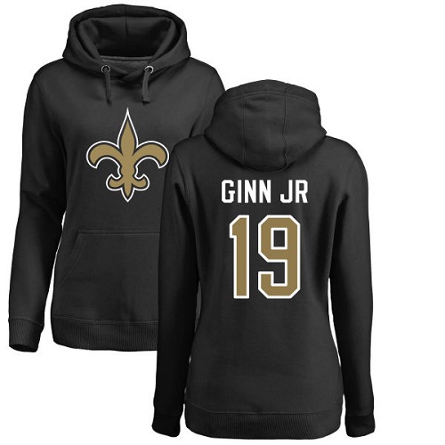 NFL Women's Nike New Orleans Saints #19 Ted Ginn Jr Black Name & Number Logo Pullover Hoodie