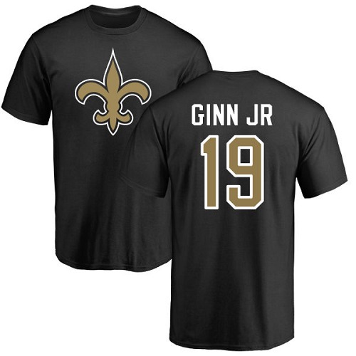 NFL Nike New Orleans Saints #19 Ted Ginn Jr Black Name & Number Logo T-Shirt