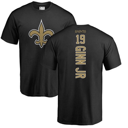 NFL Nike New Orleans Saints #19 Ted Ginn Jr Black Backer T-Shirt