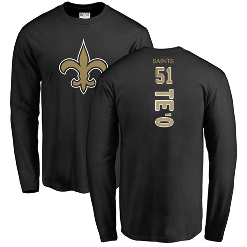 NFL Nike New Orleans Saints #51 Manti Te'o Black Backer Long Sleeve T-Shirt