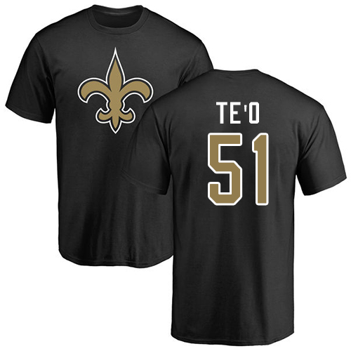 NFL Nike New Orleans Saints #51 Manti Te'o Black Name & Number Logo T-Shirt