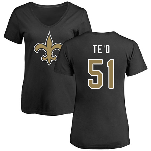 NFL Women's Nike New Orleans Saints #51 Manti Te'o Black Name & Number Logo Slim Fit T-Shirt