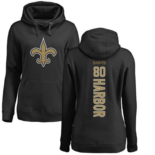 NFL Women's Nike New Orleans Saints #80 Clay Harbor Black Backer Pullover Hoodie