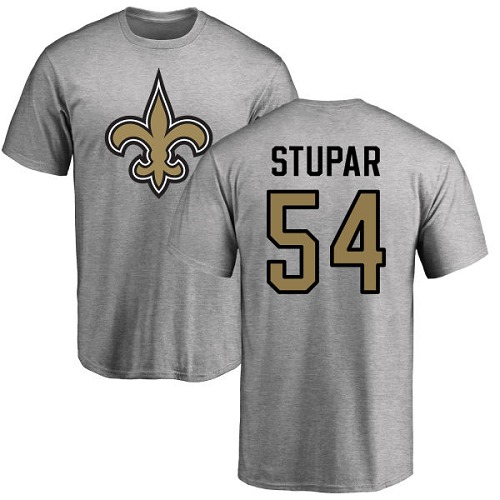 NFL Nike New Orleans Saints #54 Nate Stupar Ash Name & Number Logo T-Shirt