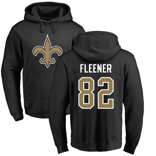 NFL Nike New Orleans Saints #82 Coby Fleener Black Name & Number Logo Pullover Hoodie
