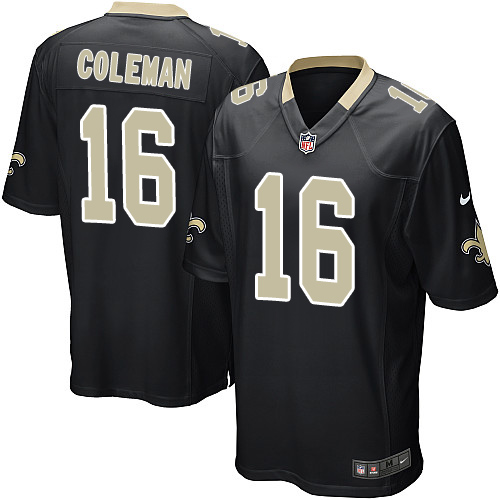Men's Nike New Orleans Saints #16 Brandon Coleman Game Black Team Color NFL Jersey