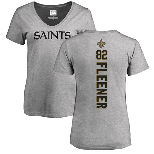 NFL Women's Nike New Orleans Saints #82 Coby Fleener Ash Backer V-Neck T-Shirt